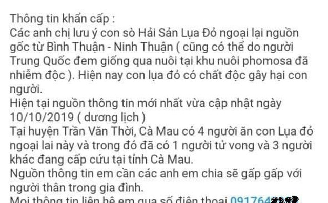 Thanh niên miền Tây bị phạt 10 triệu đồng vì đăng thông tin ăn sò lụa đỏ tử vong - Ảnh 1.