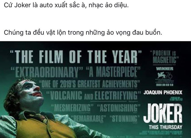 MXH Việt phát cuồng sau suất chiếu đầu tiên của Joker: Tuyệt phẩm từ hình ảnh đến âm thanh, Joaquin là gã hề xuất sắc nhất lịch sử! - Ảnh 2.