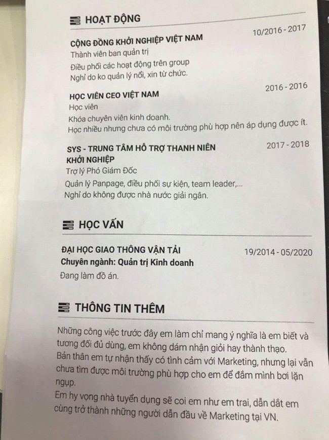 Cười nắc nẻ với chiếc CV thật thà nhất quả đất, thế này các nhà tuyển dụng còn biết hỏi gì nữa? - Ảnh 2.