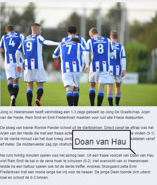 Hài hước: Trang chủ SC Heerenveen viết nhầm tên đệm của Văn Hậu theo tiếng Hà Lan - Ảnh 1.