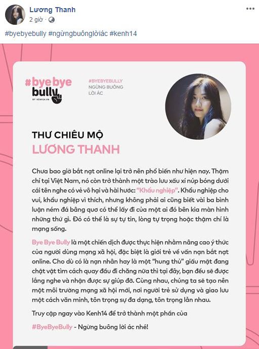 Dàn sao Vbiz hưởng ứng tham gia #ByeByeBully: Đã đến lúc cần lên tiếng chấm dứt mọi hành động cào phím, ném đá giấu tay trên mạng xã hội! - Ảnh 13.