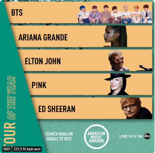 Công bố đề cử AMAs 2019: BTS đối đầu trực diện với EXO; Ariana Grande, Billie Eilish, Post Malone dẫn đầu với 7 đề cử - Ảnh 3.