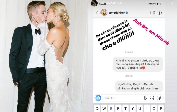 Trong khi Justin Bieber nhà đang bao việc lo đám cưới, Miu Lê nằng nặc nhắn tin đòi idol ship áo chuẩn fan girl lầy nhất Vbiz! - Ảnh 1.