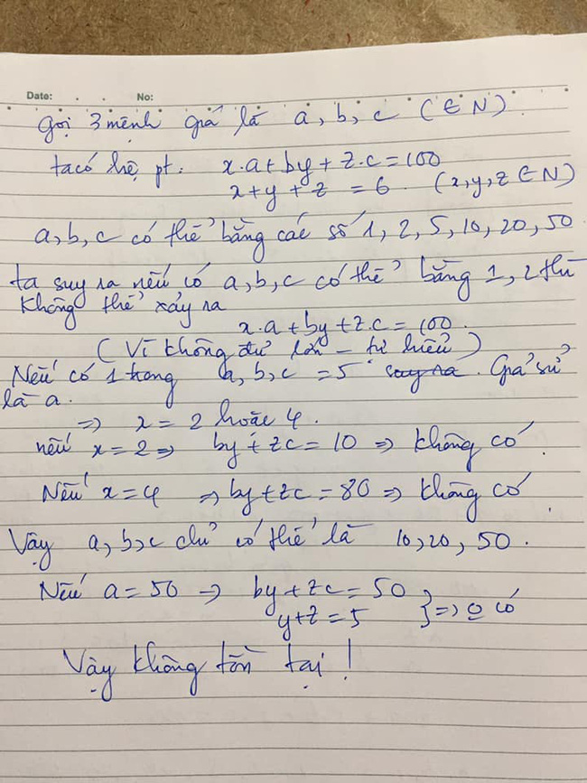 Bài toán Chọn 6 tờ tiền với 3 mệnh giá khác nhau sao cho tổng bằng 100k khiến dân mạng nát óc, nào ngờ đáp án quá đơn giản - Ảnh 2.