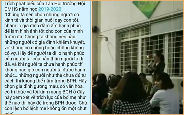 Hội trưởng hội phụ huynh gây phẫn nộ với lời phát biểu sốc vì kỳ thị cha mẹ đơn thân và gia đình nghèo - Ảnh 1.