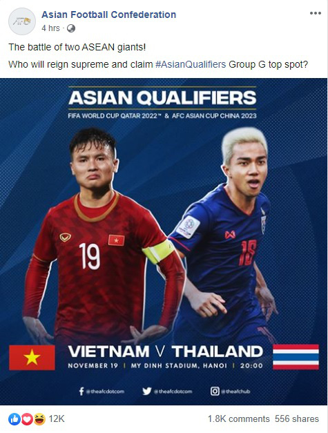 Fanpage chính chủ 44 triệu lượt thích của FIFA nhấn mạnh: Việt Nam đấu Thái Lan là trận cầu tâm điểm vòng loại World Cup - Ảnh 3.