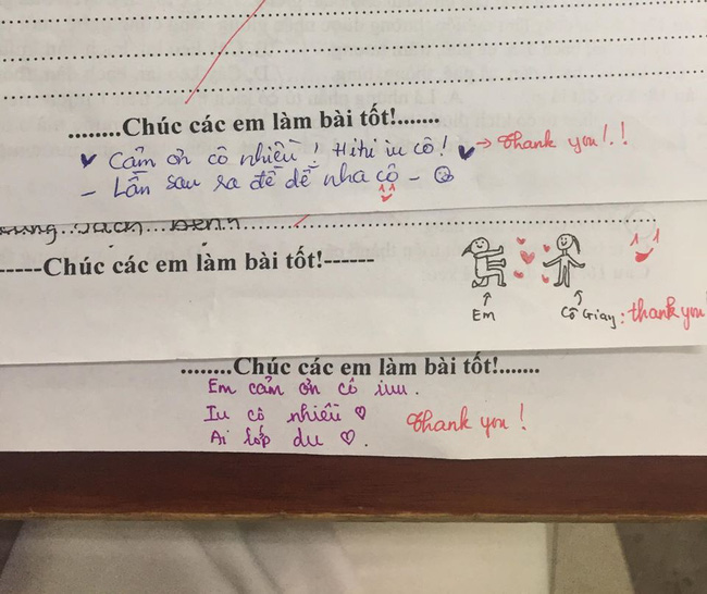  Trình nịnh cô của học sinh lên tầm vô cực: Bài kiểm tra cũng không tha, thả tim chiu chíu và nhắn nhủ ngọt ngào thế này  - Ảnh 1.