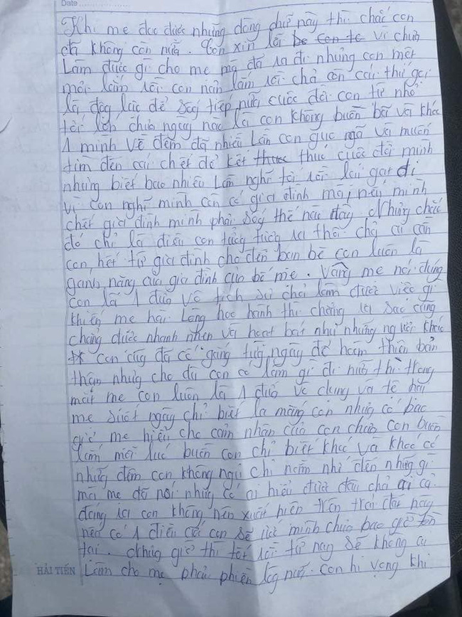 Xót xa những dòng thư cuối cùng cô bé 16 tuổi để lại cho bố mẹ trước khi nhảy cầu tự tử vì áp lực gia đình: Nếu có 1 điều ước con sẽ ước mình chưa bao giờ tồn tại - Ảnh 1.