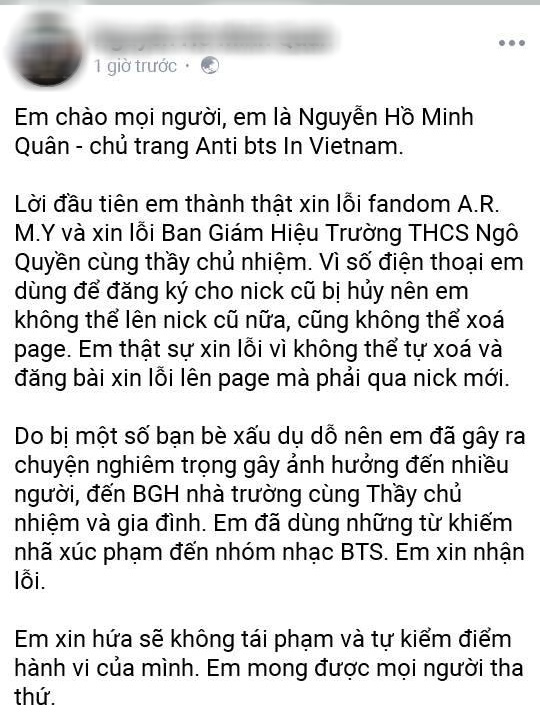 Xúc phạm BTS và cộng đồng fan ARMY, nam sinh TP.HCM bị đình chỉ học, bắt lao động công ích và hạ hạnh kiểm - Ảnh 4.