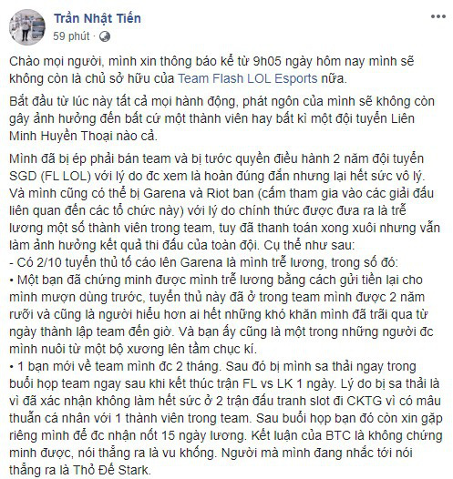 Drama siêu to của VCS: Chủ cũ của Team Flash tiết lộ mâu thuẫn nội bộ cực gắt, tố Garena thích là cướp - Ảnh 1.