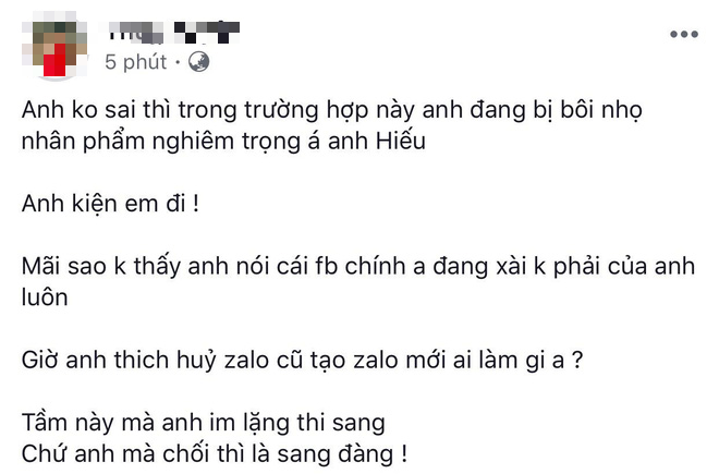 Hồ Quang Hiếu vừa phủ nhận ồn ào tình ái, nữ chính lên tiếng: Anh đang bị bôi nhọ nghiêm trọng đó, kiện tôi đi - Ảnh 1.