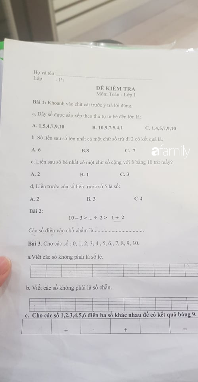 Đề kiểm tra Toán lớp 1 với nhiều câu hỏi hại não đánh đố tư duy trẻ, phụ huynh người đồng tình người phản đối gay gắt - Ảnh 3.