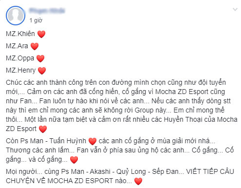 Mocha ZD Esports bất ngờ nói lời chia tay với 4 thành viên Khiên, Ara, Oppa và Henry - Ảnh 3.