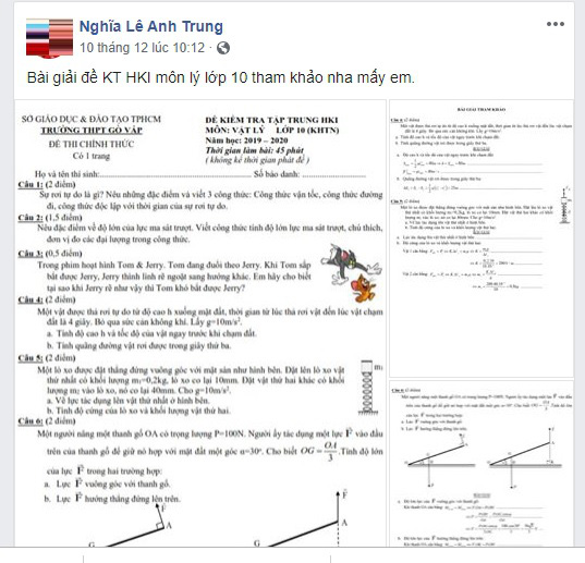 Nghi vấn thầy gi&aacute;o đăng đề v&agrave; đ&aacute;p &aacute;n l&ecirc;n Facebook khi học sinh chưa thi - Ảnh 1.