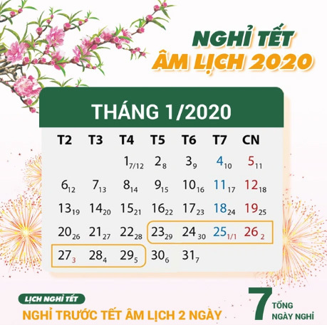 Lịch nghỉ Tết Nguyên đán Canh Tý và nghỉ Tết Dương lịch 2020 chính thức của người lao động, học sinh, giáo viên cả nước - Ảnh 2.