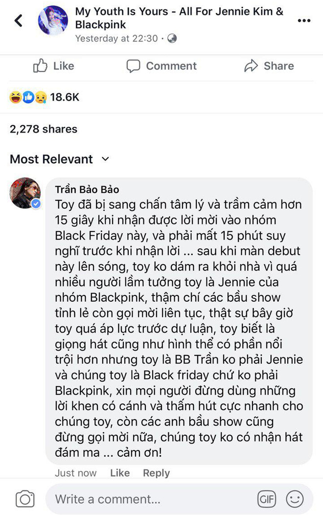BB Trần vào hẳn fanpage Jennie, phân trần bị sang chấn tâm lý vì bầu show mời đi hát đám ma sau khi diễn Kill This Love phiên bản cục súc - Ảnh 2.