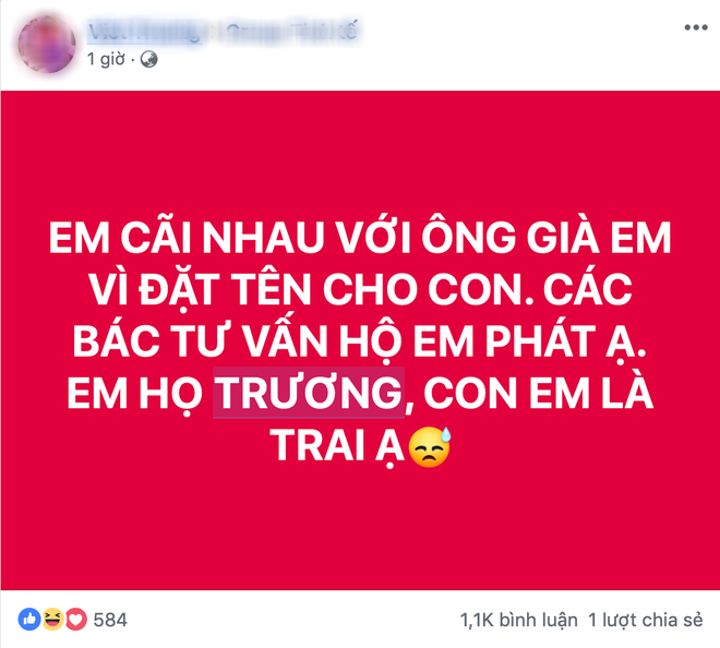 Bố trẻ họ Trương nhờ dân mạng đặt tên con trai và cái kết cười sái quai hàm với toàn cao thủ võ lâm - Ảnh 1.