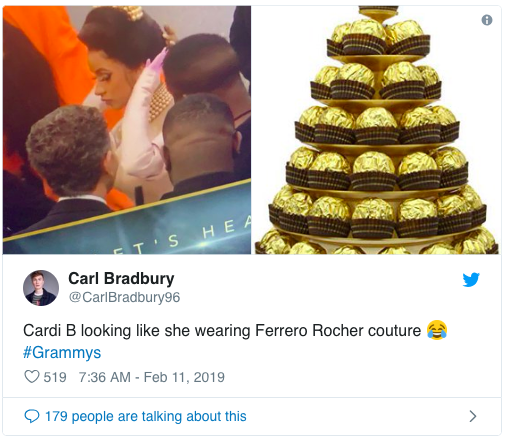 Cosplay nữ thần ngọc trai tại Grammy, Cardi B làm fan thắc mắc: Đây là trái chuối bóc vỏ hay phù thủy bạch tuộc? - Ảnh 4.