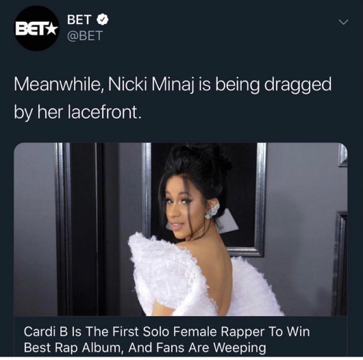 Biến căng bên lề Grammy: Nicki Minaj bị đá xéo, Cardi B bất ngờ lên tiếng bảo vệ nhưng lại lãnh hậu quả cay đắng  - Ảnh 1.