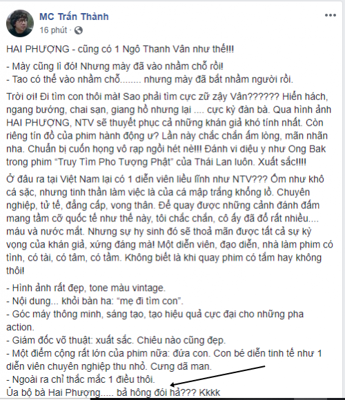 Kh&aacute;n giả kể cả Trấn Th&agrave;nh đều trăn trở sau khi xem Hai Phượng: Chị kh&ocirc;ng đ&oacute;i hả ta? - Ảnh 2.