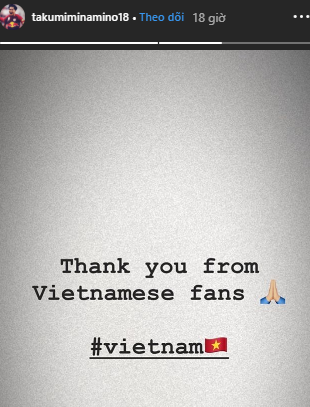 Trai đẹp Minamino Takumi gửi lời cảm ơn fan Việt Nam, khiến ai đọc cũng ấm lòng - Ảnh 1.