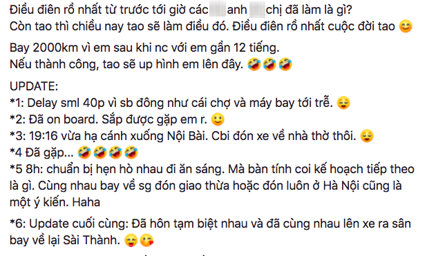 Biết nhau mới 12 tiếng, chàng trai bay từ SG ra HN gặp chân ái và cái kết như phim chiều cuối năm - Ảnh 1.