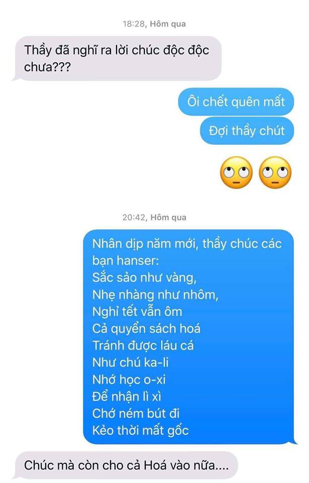 Lời chúc tết chất như nước cất của thầy giáo nhà người ta: Đã làm thơ còn chứa cả bầu trời kiến thức hoá học - Ảnh 1.