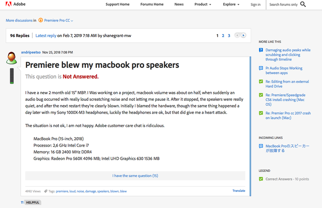 Fan Apple kêu giời vì Adobe Premiere làm nổ loa MacBook Pro, thực hư thế nào? - Ảnh 1.