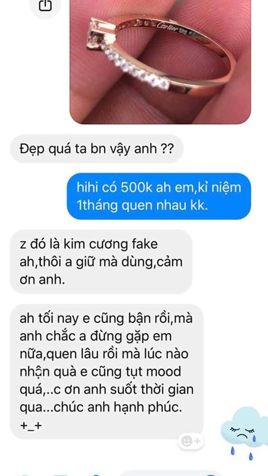 Vụ bạn gái chia tay vì mua nhẫn 80 triệu nói dối 500 nghìn: Chàng trai hạ giá, bán lại thành công! - Ảnh 1. Vụ bạn gái chia tay vì mua nhẫn 80 triệu nói dối 500 nghìn: Chàng trai hạ giá, bán lại thành công! - Ảnh 1.
