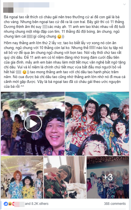 11 anh em trai quyết hóa trang giả gái hát trong đám cưới để thỏa ao ước có cháu gái của bà ngoại vì cả nhà toàn cháu trai - Ảnh 1.