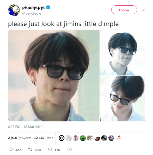 Ông hoàng YouTube PewDiePie công khai là fan BTS, phát cuồng với má lúm đồng tiền của Jimin - Ảnh 2.