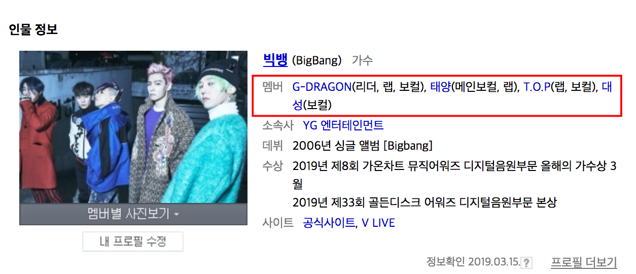 Profile chính thức của Big Bang trên Naver đã xoá tên Seungri, chỉ còn hoạt động với 4 thành viên - Ảnh 1. Profile chính thức của Big Bang trên Naver đã xoá tên Seungri, chỉ còn hoạt động với 4 thành viên - Ảnh 1.