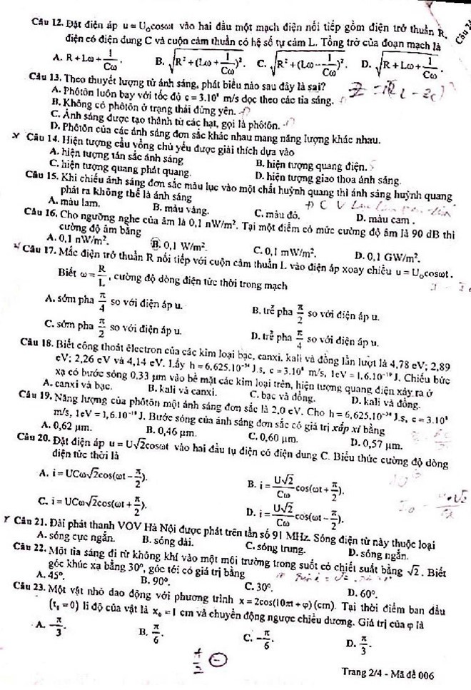 Đề thi thử THPT Quốc gia môn Vật lý năm 2019  - Ảnh 2.