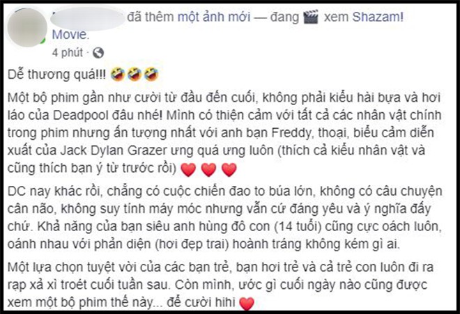 Khán giả Việt sau buổi công chiếu phát cuồng vì Shazam: Phim siêu anh hùng lầy lội nhất từ trước đến nay - Ảnh 11.