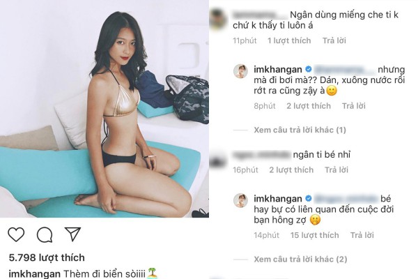 Bị chê ngực nhỏ khi diện bikini chào hè, Khả Ngân ngay lập tức đáp trả - Ảnh 1.