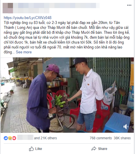 Ông cụ 83 tuổi lưng còng, rong ruổi đạp xe hơn 20km đi bán chuối để kiếm tiền nuôi vợ khiến nhiều người nhói lòng - Ảnh 1. Ông cụ 83 tuổi lưng còng, rong ruổi đạp xe hơn 20km đi bán chuối để kiếm tiền nuôi vợ khiến nhiều người nhói lòng - Ảnh 1.