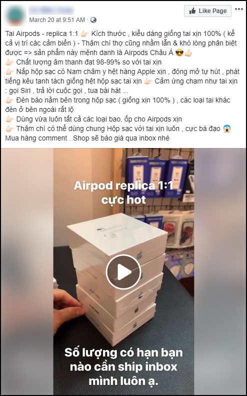 AirPods hàng fake ngày càng rẻ và lợi hại: Bày bán tràn lan trên MXH, giá chỉ bằng 1/4 hàng xịn - Ảnh 3.