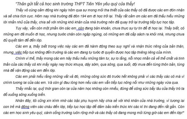 Thông tin mới nhất về vụ hàng trăm học sinh THPT tỉnh Quảng Ninh bất ngờ nghỉ học - Ảnh 2.