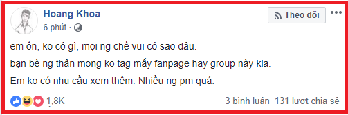 Giữa tâm bão người yêu tin đồn bị nghi lộ clip nóng, PewPew bất ngờ đăng status: Em ổn, không có gì - Ảnh 2.