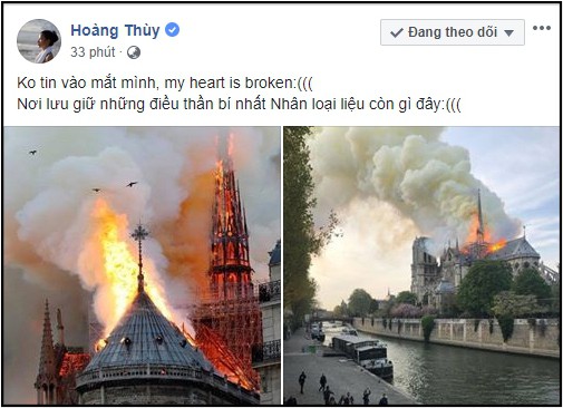 Sao Việt đau xót cầu nguyện trước cảnh tượng Nhà thờ Đức Bà Paris chìm trong biển lửa - Ảnh 9.