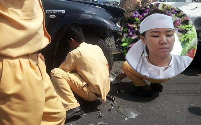 Nước mắt người vợ trẻ ở đ&aacute;m tang Đại &uacute;y CSGT bị l&aacute;i xe b&aacute;n tải ch&egrave;n ng&atilde;: T&ocirc;i n&oacute;i dối con l&agrave; ba đang ngủ - Ảnh 1.