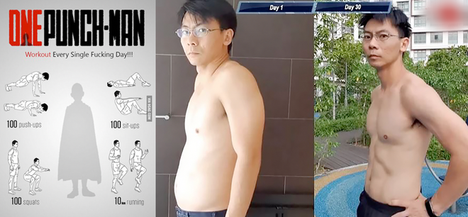 Thanh niên Singapore lại dáng body 6 múi nhờ tập luyện theo “Thánh Phồng Tôm” Saitama trong 30 ngày - Ảnh 1.