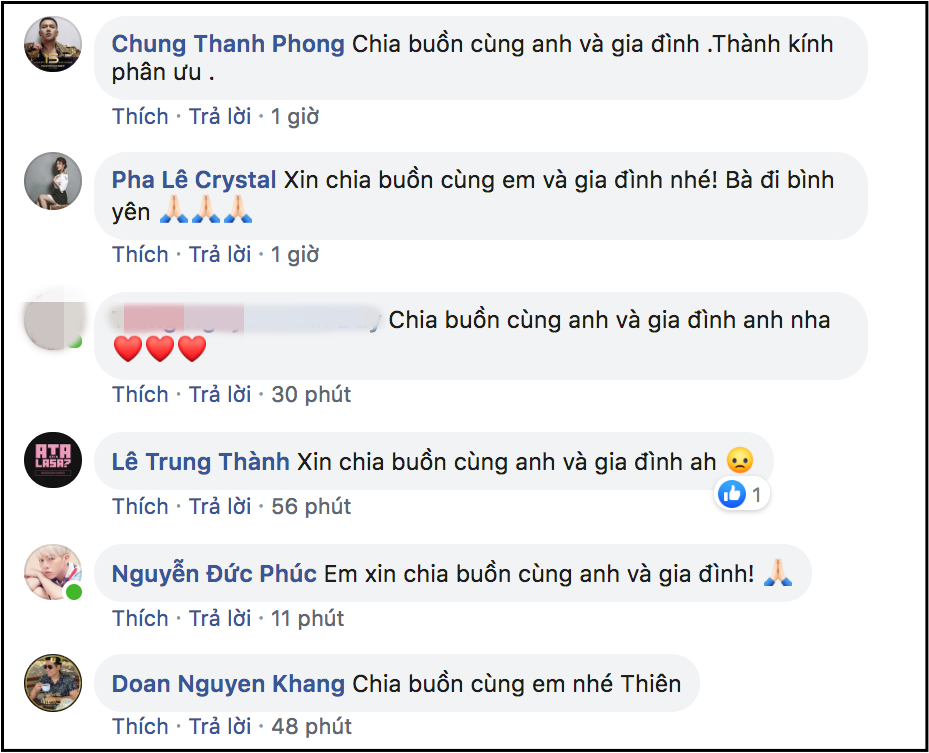 Ngô Kiến Huy, Đức Phúc và dàn sao Việt gửi lời động viên, chia buồn khi hay tin bà ngoại Quốc Thiên qua đời - Ảnh 3. Ngô Kiến Huy, Đức Phúc và dàn sao Việt gửi lời động viên, chia buồn khi hay tin bà ngoại Quốc Thiên qua đời - Ảnh 3.