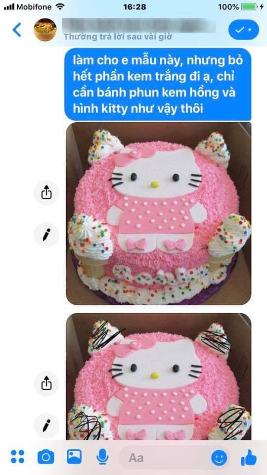 Hí hửng đặt mua bánh sinh nhật Hello Kitty, cô gái ngậm ngùi nhận ra hình ảnh vốn chỉ mang tính minh họa - Ảnh 2.