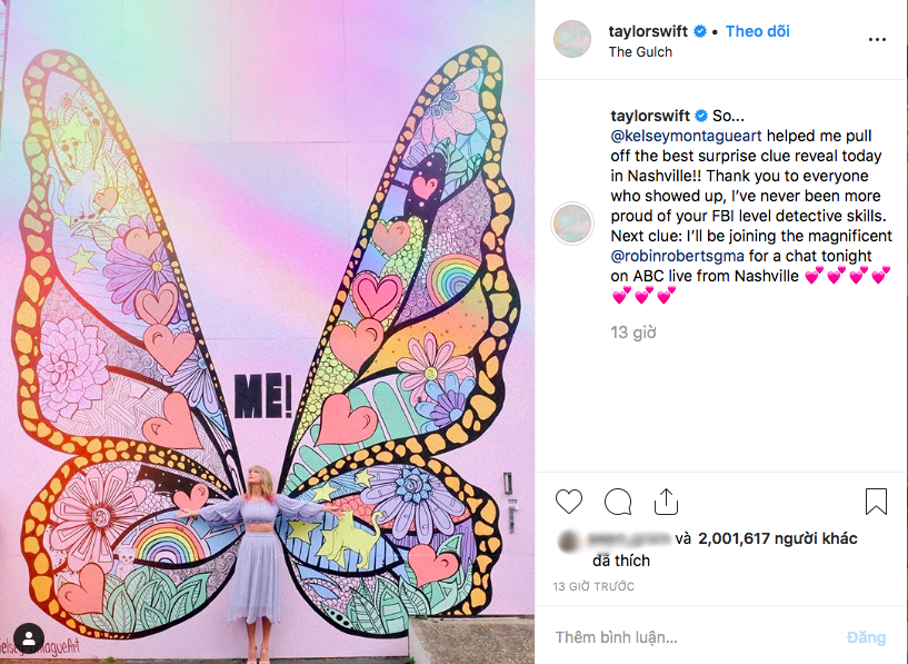 Không chỉ ra MV mới, Taylor Swift còn tặng fan hẳn một bức tường hoạ bướm khổng lồ cực đẹp để tha hồ check-in - Ảnh 6. Không chỉ ra MV mới, Taylor Swift còn tặng fan hẳn một bức tường hoạ bướm khổng lồ cực đẹp để tha hồ check-in - Ảnh 6.