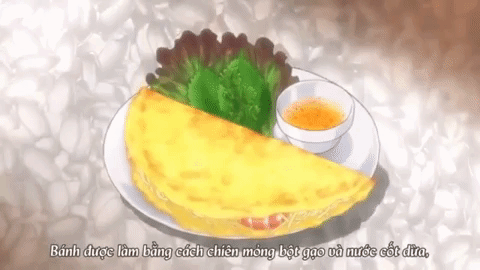 Hình ảnh chiếc bánh xèo Việt Nam trong anime đẹp lung linh