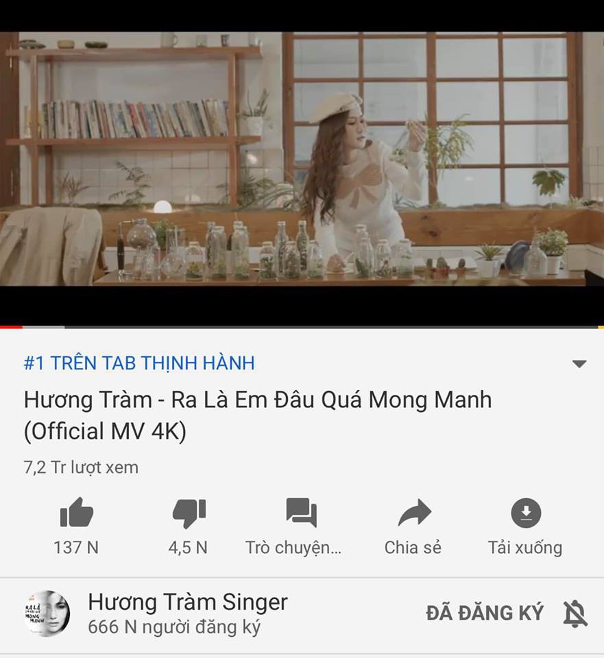 Sau 4 ngày ra mắt, MV cuối cùng của Hương Tràm trước khi tạm dừng ca hát chính thức lên top 1 trending Youtube - Ảnh 2. Sau 4 ngày ra mắt, MV cuối cùng của Hương Tràm trước khi tạm dừng ca hát chính thức lên top 1 trending Youtube - Ảnh 2.