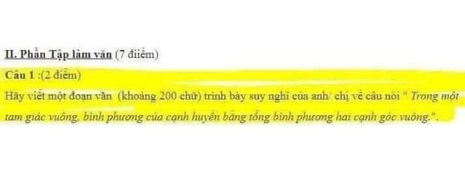 Đề thi Văn oái oăm bắt nêu cảm nhận về định lý Pitago, nhưng bài làm của học sinh mới là thứ khiến dân mạng quỳ gối xin hàng - Ảnh 1.