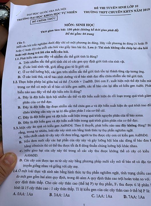 Đề Toán, Sinh chuyên vào lớp 10 trường Khoa học tự nhiên: Khó đạt điểm 9 - Ảnh 3.