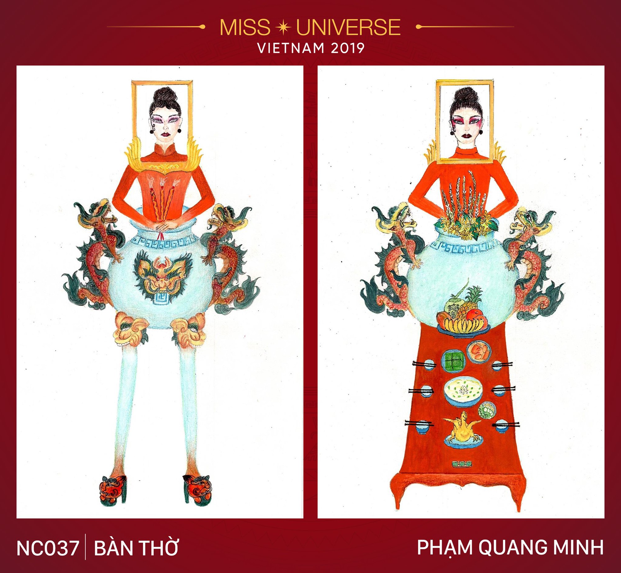 Thiết kế Bàn thờ thi phần trang phục để Hoàng Thuỳ dự Miss Universe 2019 đang khiến dân tình cạn hết lời! - Ảnh 1.